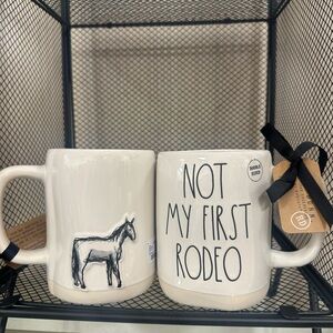 Rae Dunn Cream Mugs - Horse and Rodeo Design : NOT MY FIRST RODEO